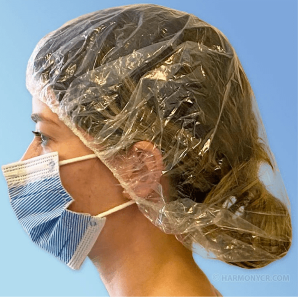 Clear Polyethylene Bouffant Caps, 21" - Bag 100 - As Low As $6.95