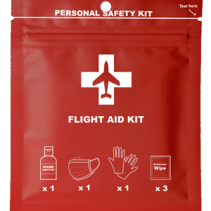Flight Aid Kit - Personal Safety Kit - Mask, Glove, Sanitizer - Perfect for Flights - All in One