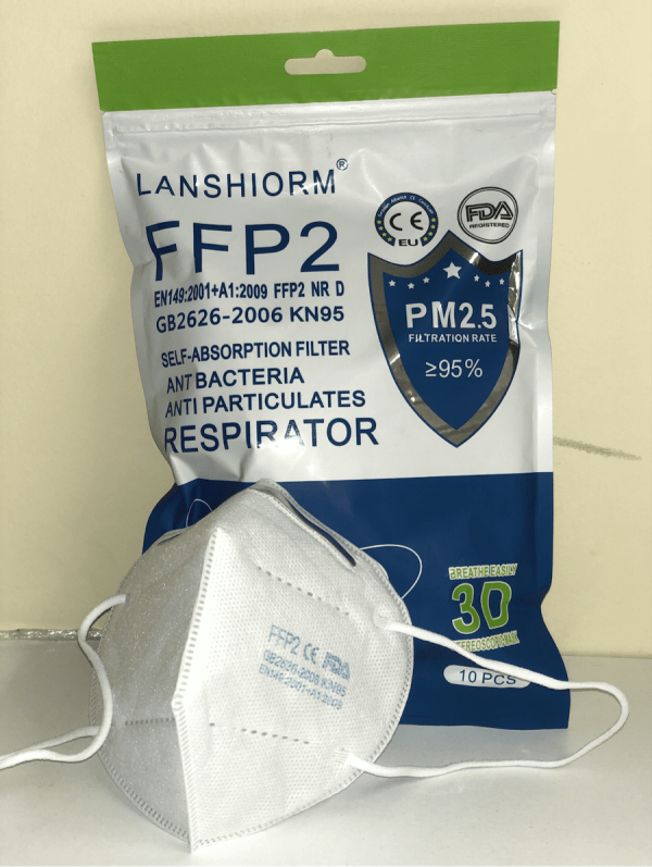 KN95 Respirator Mask - 5 Bags of 10 - CE - Ships from USA - 3D - 50 Masks - Lanshiorm