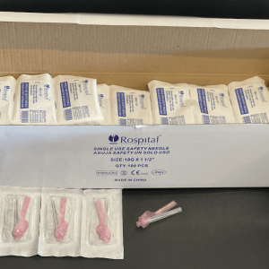 Safety Needles Hypodermic Needles, Sterile Blister Pack - Case 2000 - Rospital Brand