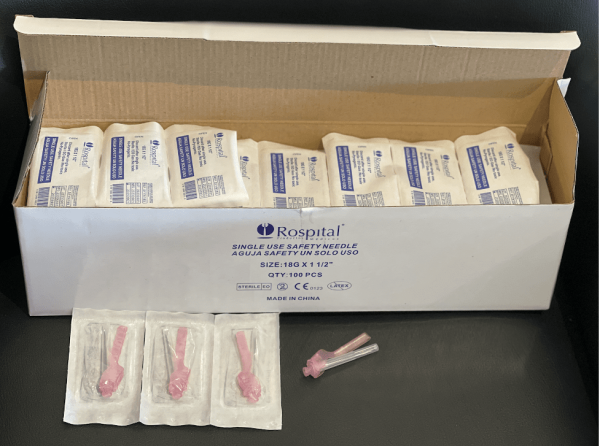 Safety Needles Hypodermic Needles, Sterile Blister Pack - Case 2000 - Rospital Brand