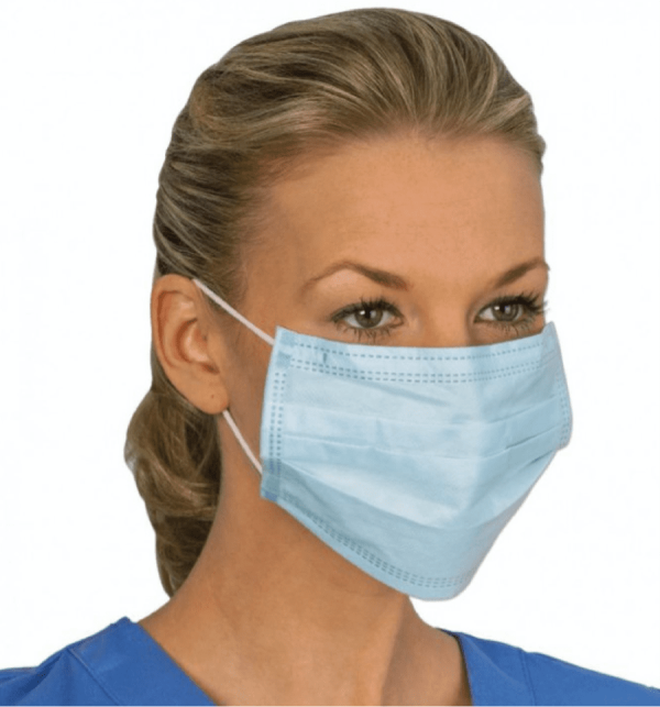 CASE OF DENTAL SURGICAL FACE MASKS EAR LOOP - BOX OF 50 - 20 Boxes - 1,000 MASKS