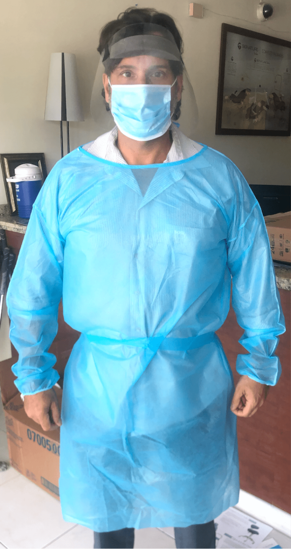 Gowns - Disposabe - Tie Back - Elastic Cuff - Level 1 - Water Resistant - Non Woven - Blue  AVAILABLE NOW - As Low As $3.95
